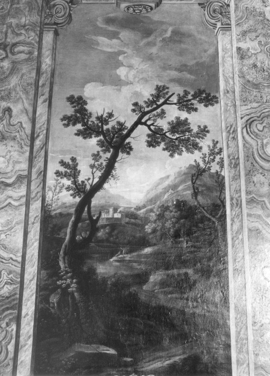 Paesaggio lacustre (dipinto) di Sernicoli Giorgio Emanuele - ambito romano (sec. XVIII)