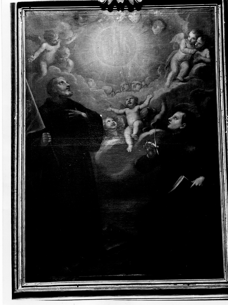 gloria dell'Eucaristia, gloria dell'Eucaristia con angeli e santi (dipinto) - ambito viterbese (sec. XVII)