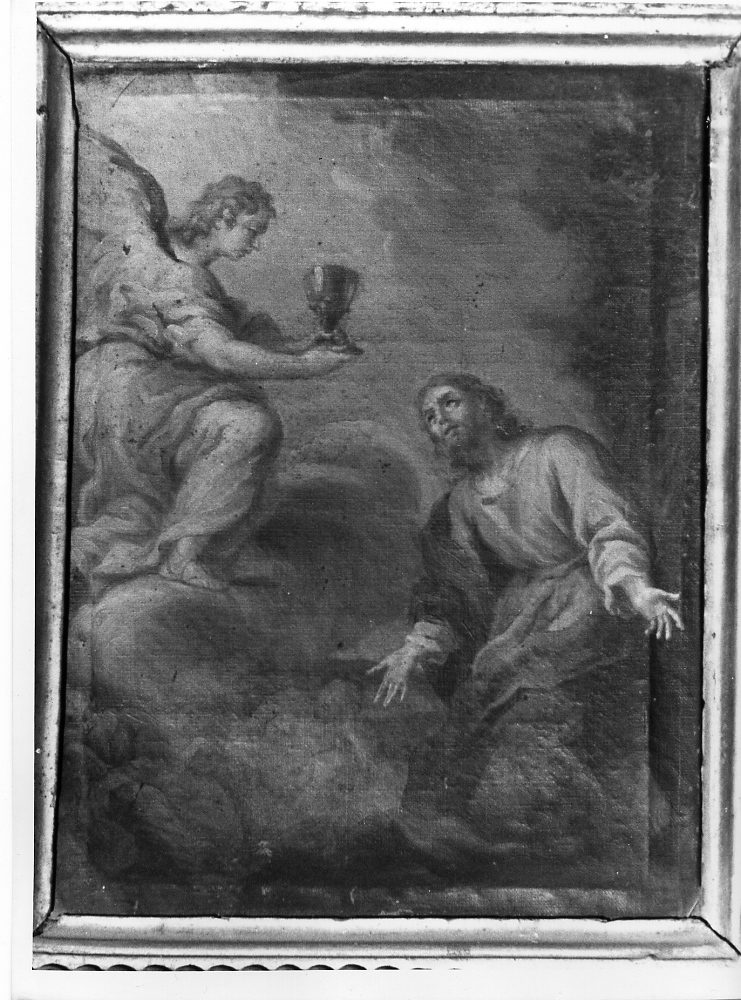 Cristo che riceve il calice da un angelo, Cristo che riceve il calice da un angelo (dipinto) di Cerruti Michelangelo (attribuito) (sec. XVIII)