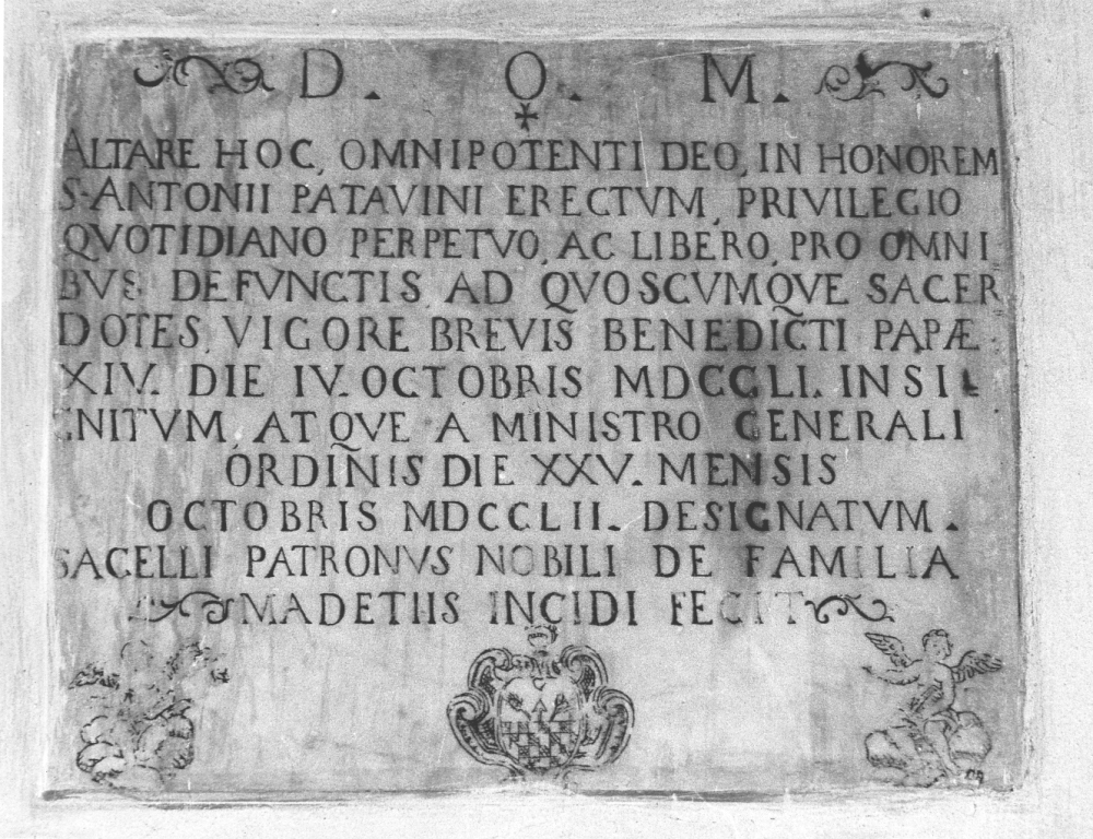 lapide commemorativa - ambito pontino (sec. XVIII)