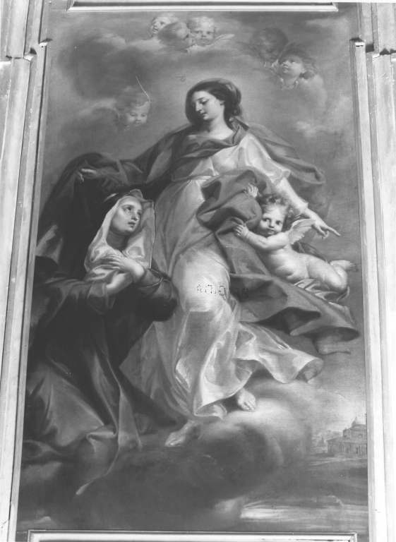 apparizione di Cristo e della Madonna a Santa Brigida di Svezia (decorazione pittorica, ciclo) di Puccini Biagio (inizio sec. XVIII)