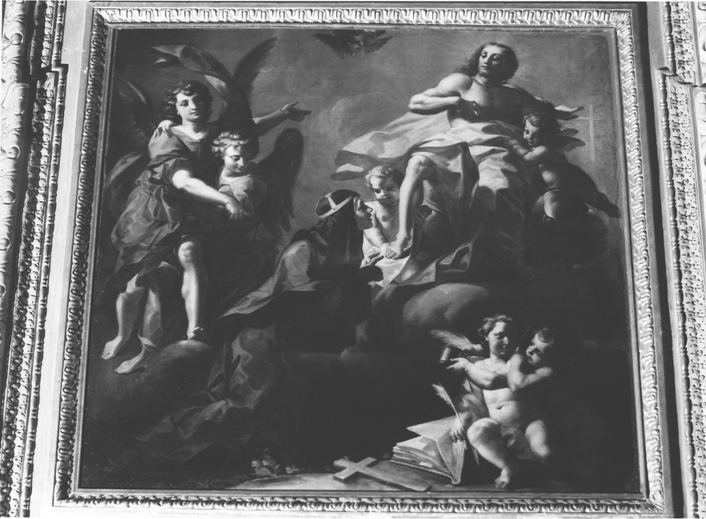 apparizione di Cristo e della Madonna a Santa Brigida di Svezia (decorazione pittorica, ciclo) di Puccini Biagio (inizio sec. XVIII)