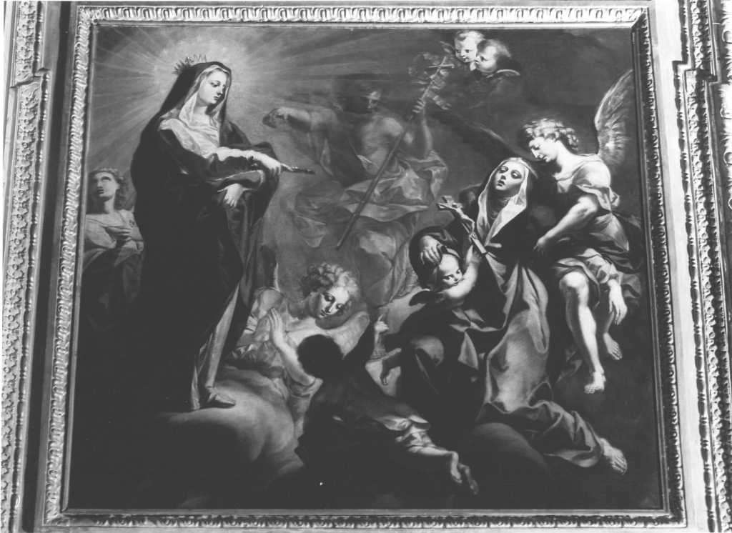 apparizione di Cristo e della Madonna a Santa Brigida di Svezia (dipinto, ciclo) di Puccini Biagio (inizio sec. XVIII)
