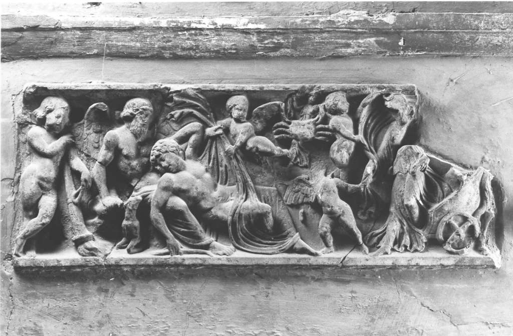 scena funebre (sarcofago, frammento) - ambito romano (sec. III)