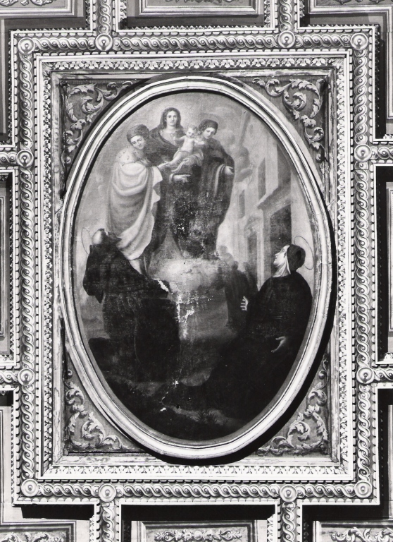 Madonna con il Bambino tra le Sante Severa e Cristina appare ai Santi Francesco e Chiara (dipinto, opera isolata) di Loffredo Bonaventura (sec. XIX)