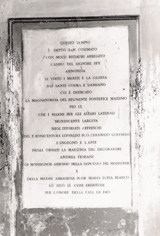 lapide celebrativa - ambito italiano (sec. XIX)