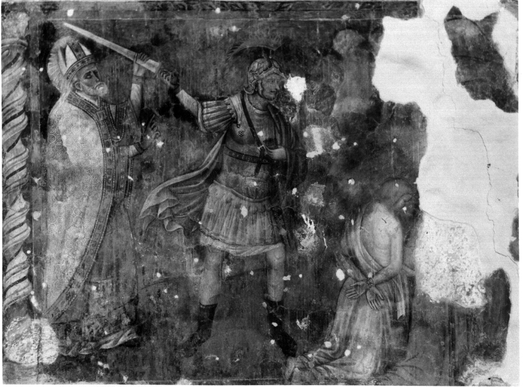 San Nicola di Bari fa sospendere l'esecuzione di tre soldati innocenti (dipinto, elemento d'insieme) - ambito tosco-romano (inizio sec. XIV)