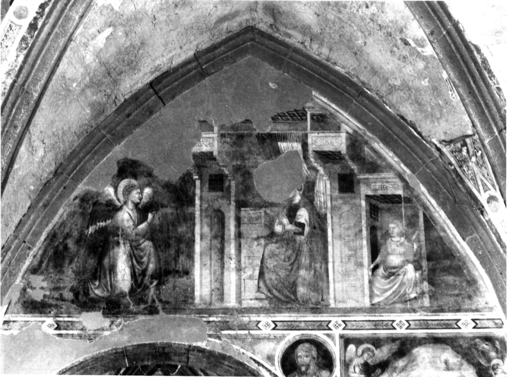 Annunciazione (dipinto, elemento d'insieme) - ambito tosco-romano (inizio sec. XIV)