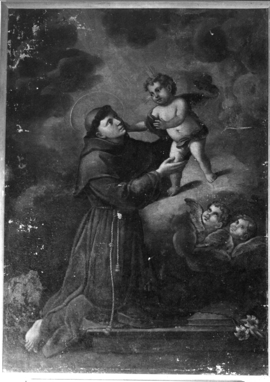 Sant'Antonio da Padova con il bambino (dipinto) - ambito viterbese (inizio sec. XIX)