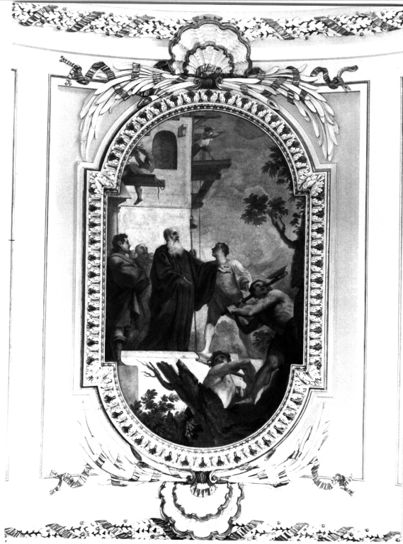 San Benedetto fonda il monastero di Montecassino (dipinto) - ambito romano (ultimo quarto sec. XVIII)