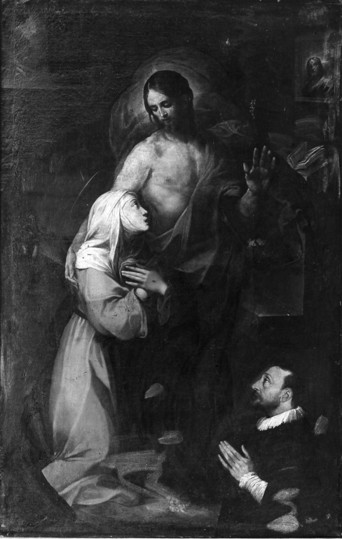 Santa Caterina bacia il costato di Cristo (dipinto) di De Vecchi Giovanni (sec. XVII)