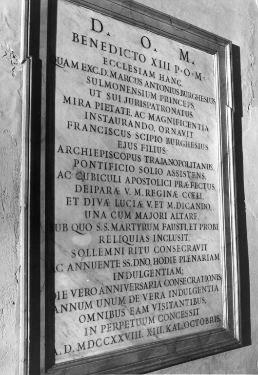 lapide commemorativa - ambito laziale (sec. XVIII)