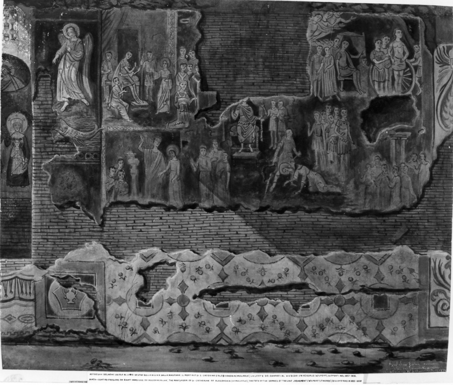 martirio di Santa Caterina d'Alessandria; sorte dei dannati al Giudizio Universale (dipinto) di Ewing William (sec. XIX)