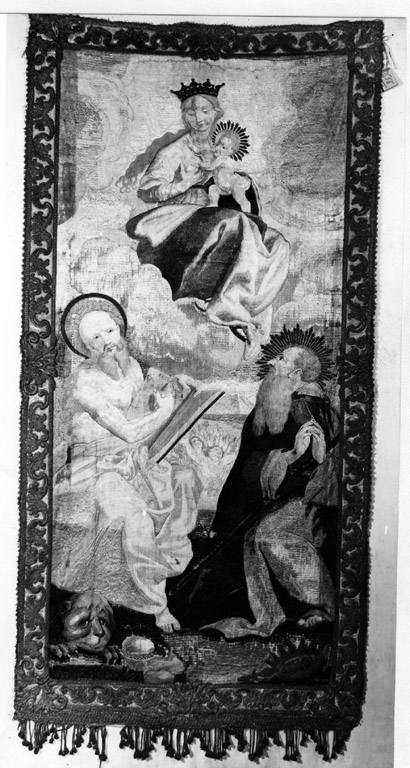 Madonna con Bambin, San Benedetto e San Girolamo (stendardo processionale) - produzione napoletana (fine sec. XVI)