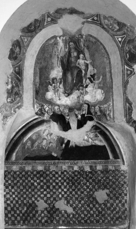 Madonna del Rosario con San Domenico e Santa Caterina da Siena (dipinto) - ambito laziale (sec. XVI)