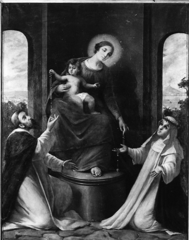 Madonna del Rosario con San Domenico e Santa Caterina da Siena (dipinto) - ambito laziale (sec. XIX)