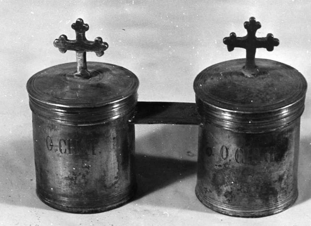 vasetti per oli santi, coppia - ambito laziale (sec. XIX)