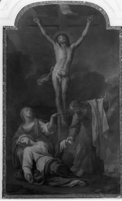 crocifissione di Cristo con la Madonna e santi (dipinto) - ambito laziale (sec. XIX)