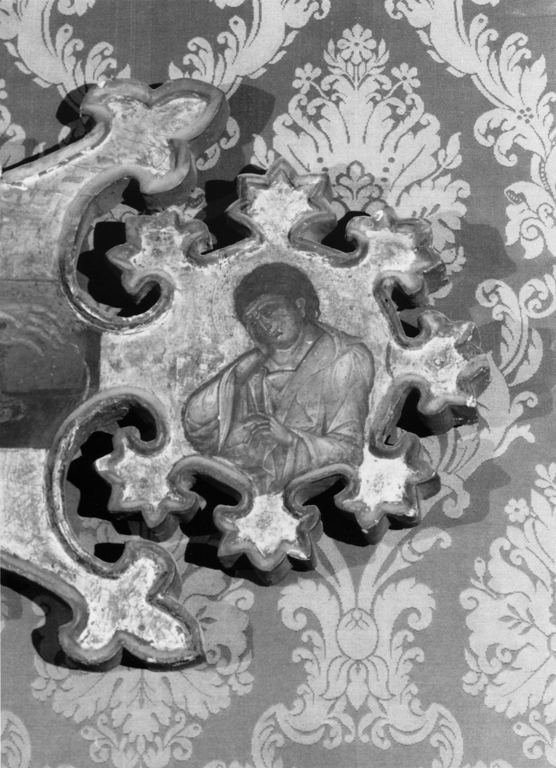 Cristo crocifisso con la Madonna e i santi Marco e Giovanni evangelista (croce dipinta) - ambito veneziano (sec. XIV)