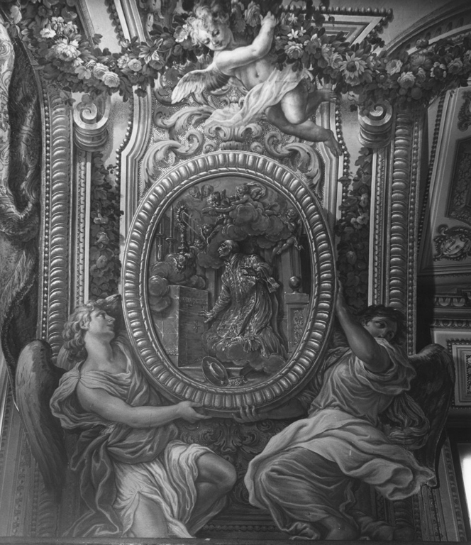 San Francesco Borgia in adorazione dell'Eucarestia (dipinto, complesso decorativo) di De La Borde Jean (sec. XVII)
