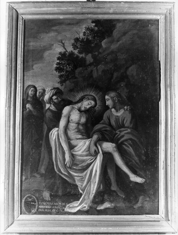 stazione XIV: Gesù deposto nel sepolcro (dipinto) - ambito laziale (sec. XIX)