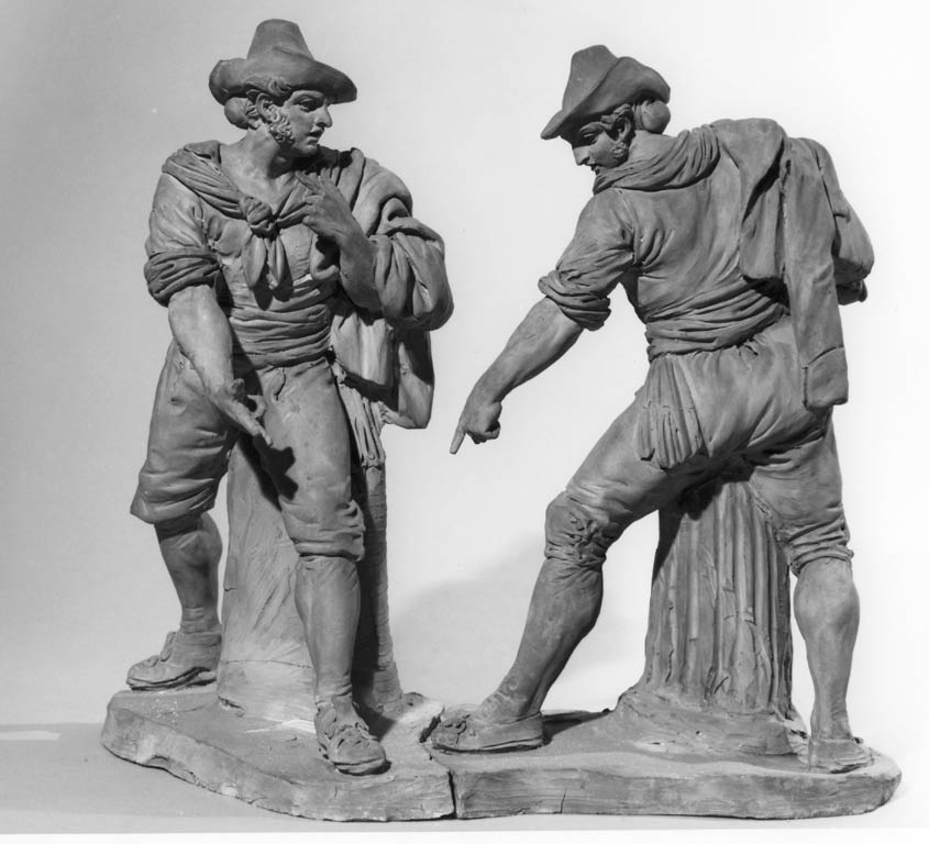 La morra, figura di uomo che segna l'uno con l'indice della mano (statuetta) di Pinelli Bartolomeo (sec. XIX)