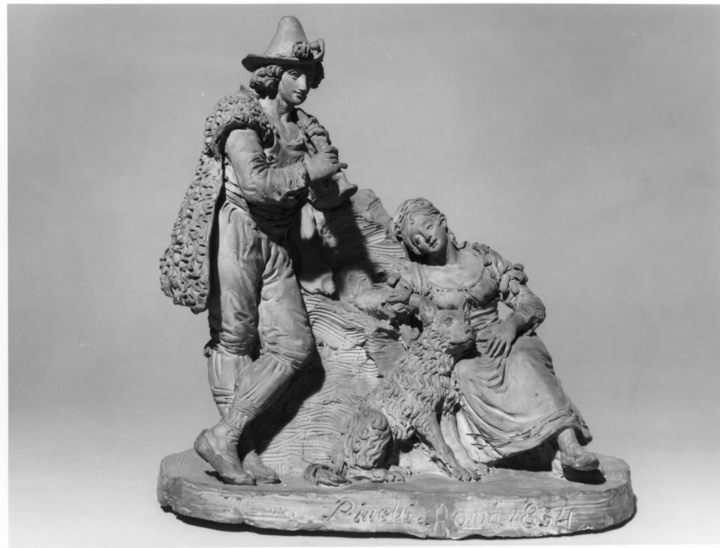 Idillio, pastore e contadina della campagna romana (gruppo scultoreo) di Pinelli Bartolomeo (sec. XIX)