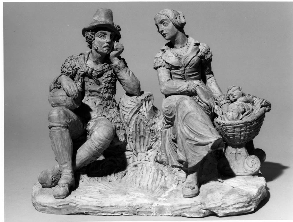brigante con la moglie e il figlio (gruppo scultoreo) di Pinelli Bartolomeo (sec. XIX)