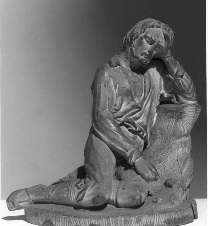 Il ferito, uomo accosciato contro un tronco d'albero (statuetta) di Casaldi Gaspare (sec. XIX)