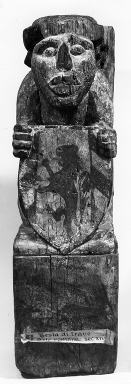 gnomo porta stemma (testata di trave) - ambito romano (seconda metà sec. XV)