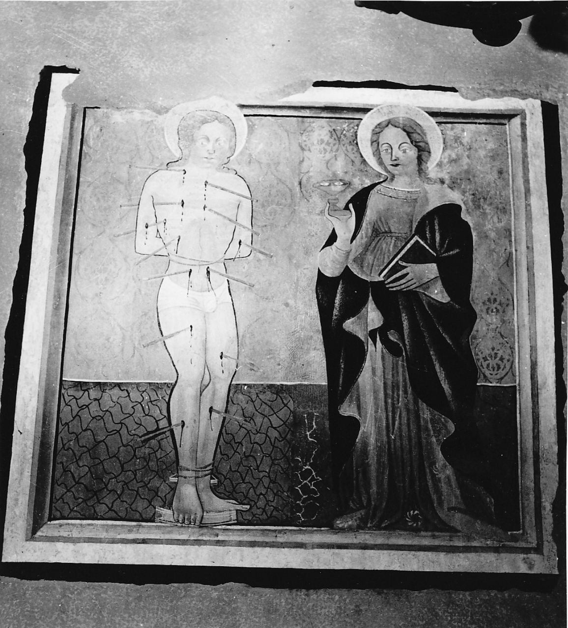 San Sebastiano/ Santa Lucia (dipinto, insieme) - ambito laziale (prima metà sec. XVI, sec. XX)