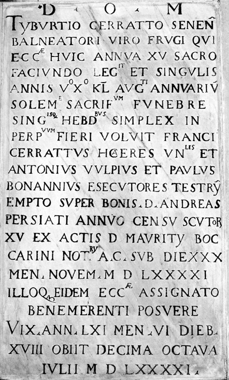 lapide commemorativa - ambito romano (sec. XVI)