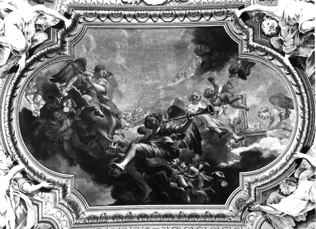 gloria di angeli (dipinto) di Marchetti Giovanni Battista, Kuntz Taddeo, Costantini Ermenegildo (sec. XVIII)