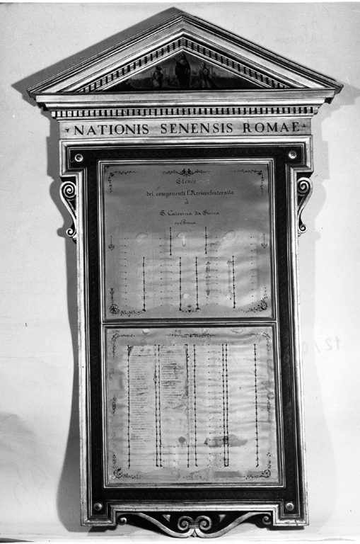 tabella di confraternita - ambito romano (sec. XIX)