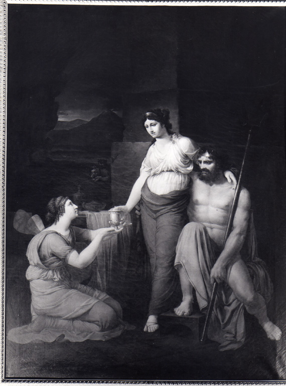 Plutone e Proserpina che consegna a Psiche il vaso destinato a Venere (dipinto) - ambito romano (sec. XVIII)