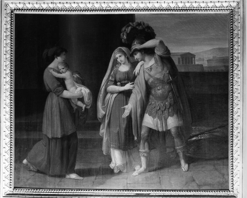 Ettore e Andromaca con il piccolo Astianatte tenuto da un'ancella (dipinto) di Mannaioni Salvatore (sec. XVIII)