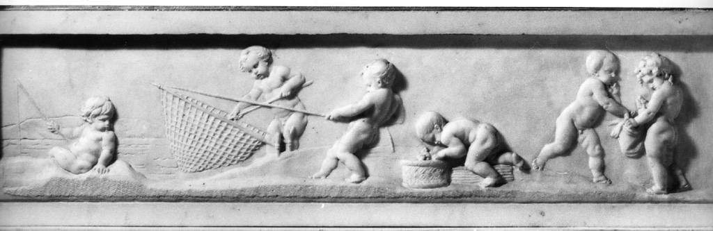 Putti che pescano (rilievo, elemento d'insieme) di Pacetti Vincenzo (sec. XVIII)