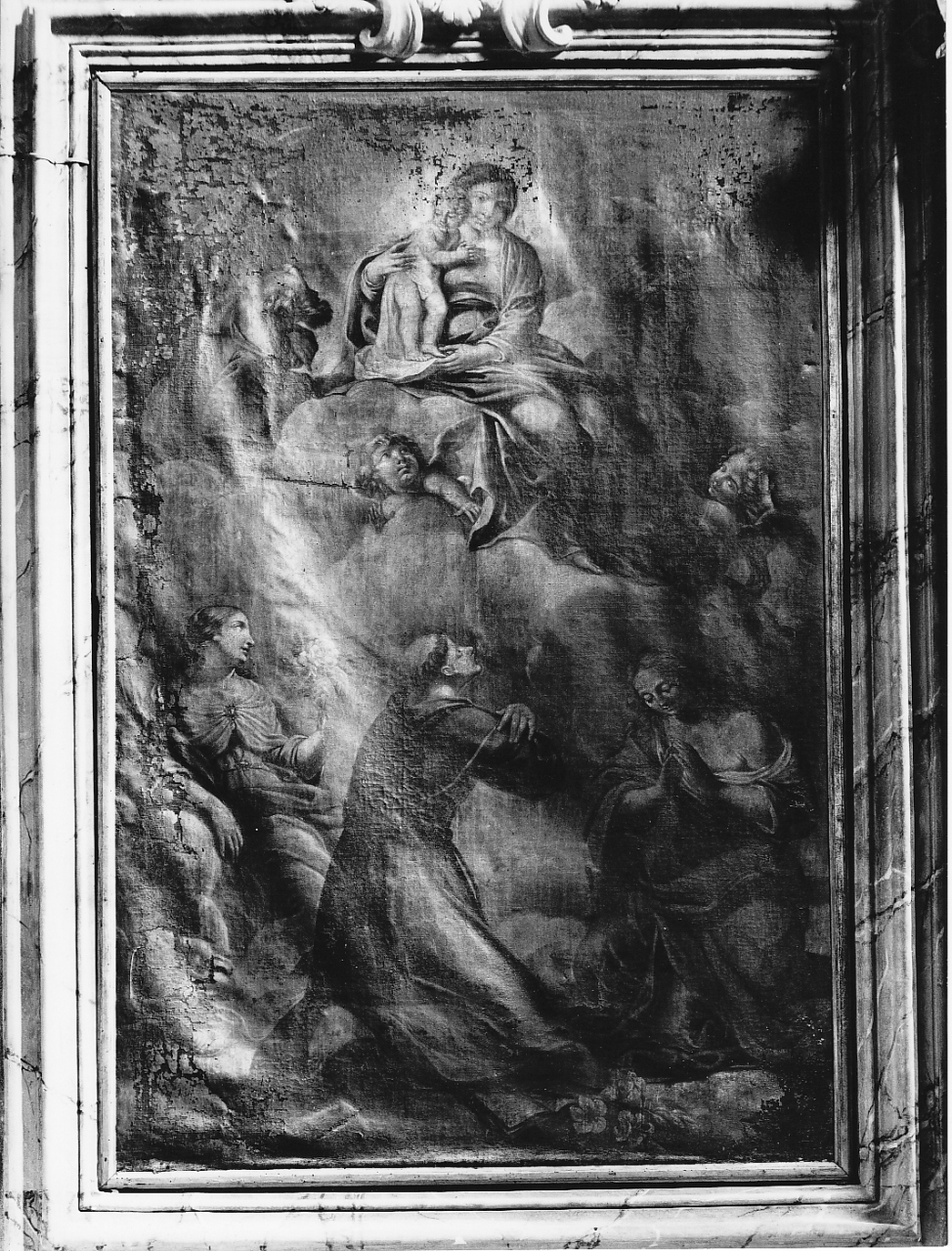 Madonna con Bambino con Sant'Antonio da Padova e due sante (dipinto, opera isolata) - ambito bolognese (sec. XVII)