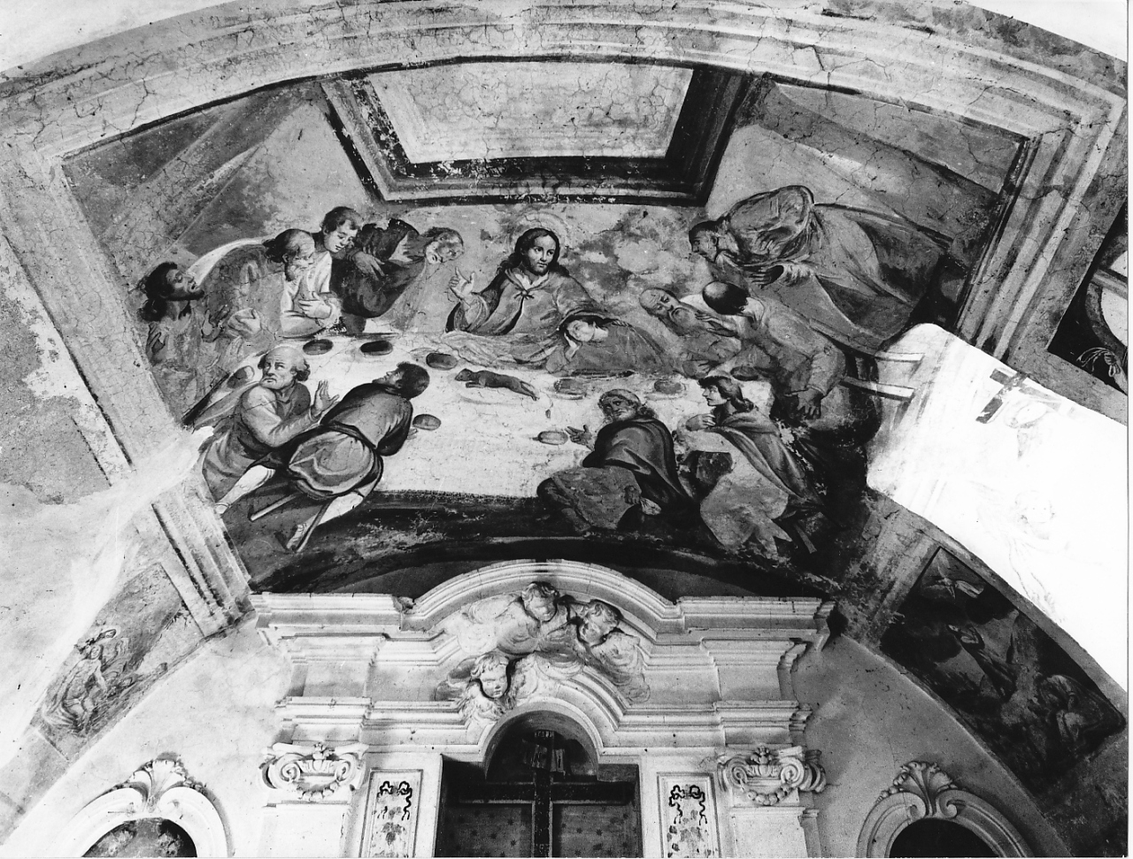 ultima cena/ angeli con simboli della passione (decorazione pittorica, elemento d'insieme) - ambito laziale (sec. XVI)