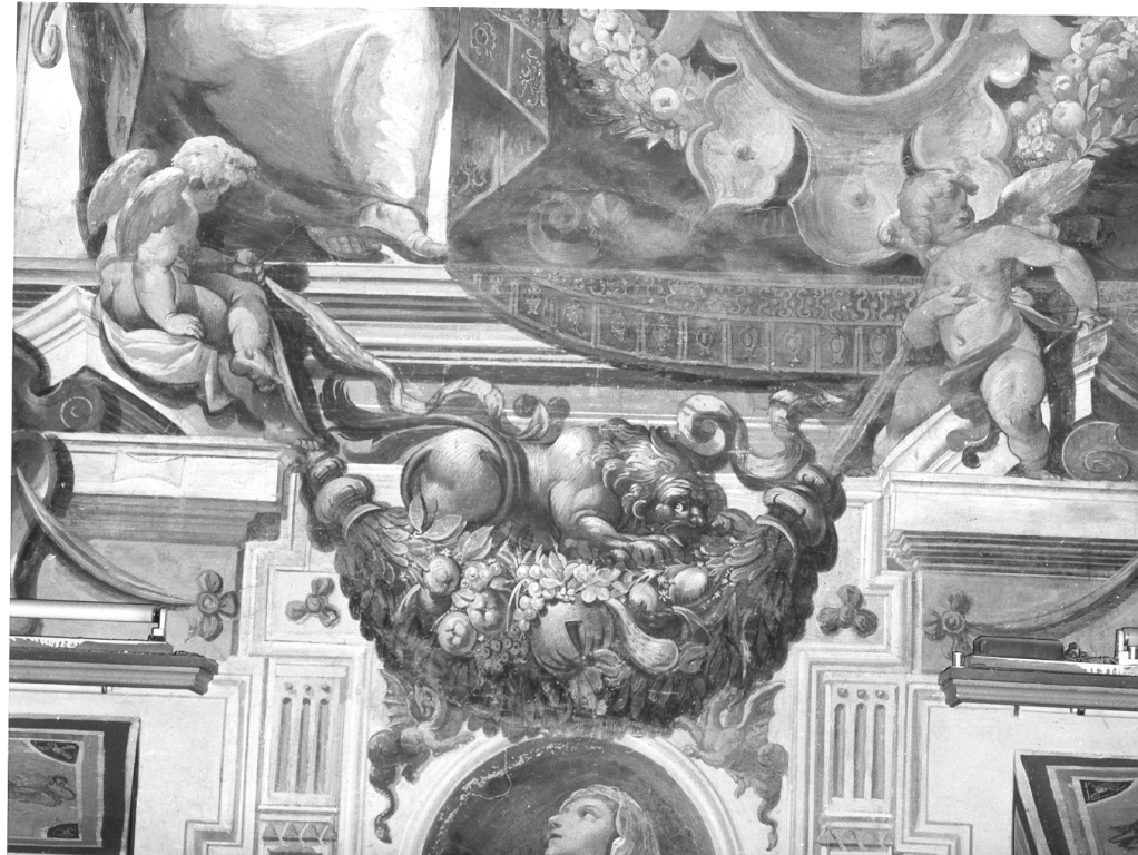 Festone con leone (dipinto) di Cesari Giuseppe detto Cavalier d'Arpino (maniera) (sec. XVII)