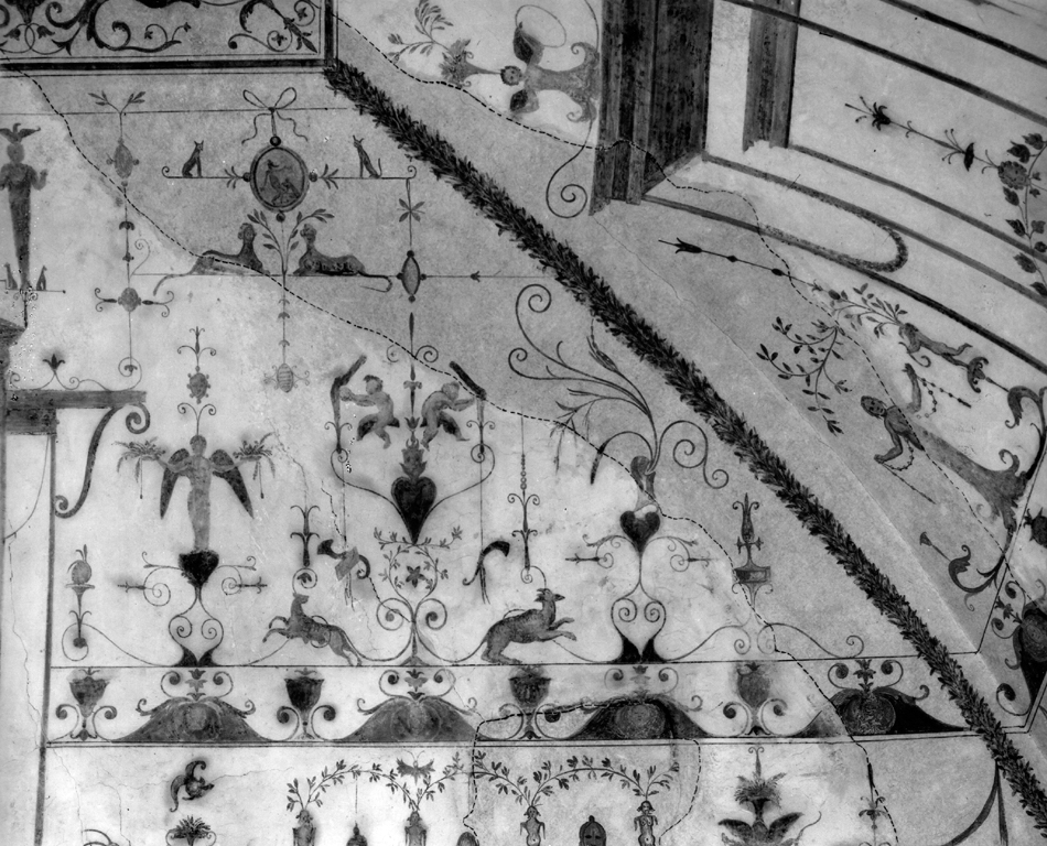 Grottesche con racemi, edicole e figure (dipinto murale) di Giovanni da Udine detto Giovanni Ricamatore (sec. XVI)
