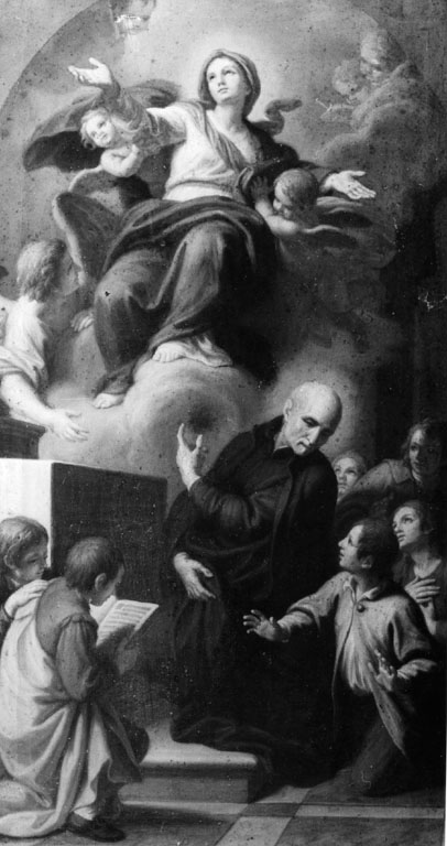 apparizione della Madonna a San Giuseppe Calasanzio e scolari (dipinto) di Lapis Gaetano detto Carraccetto (sec. XVIII)