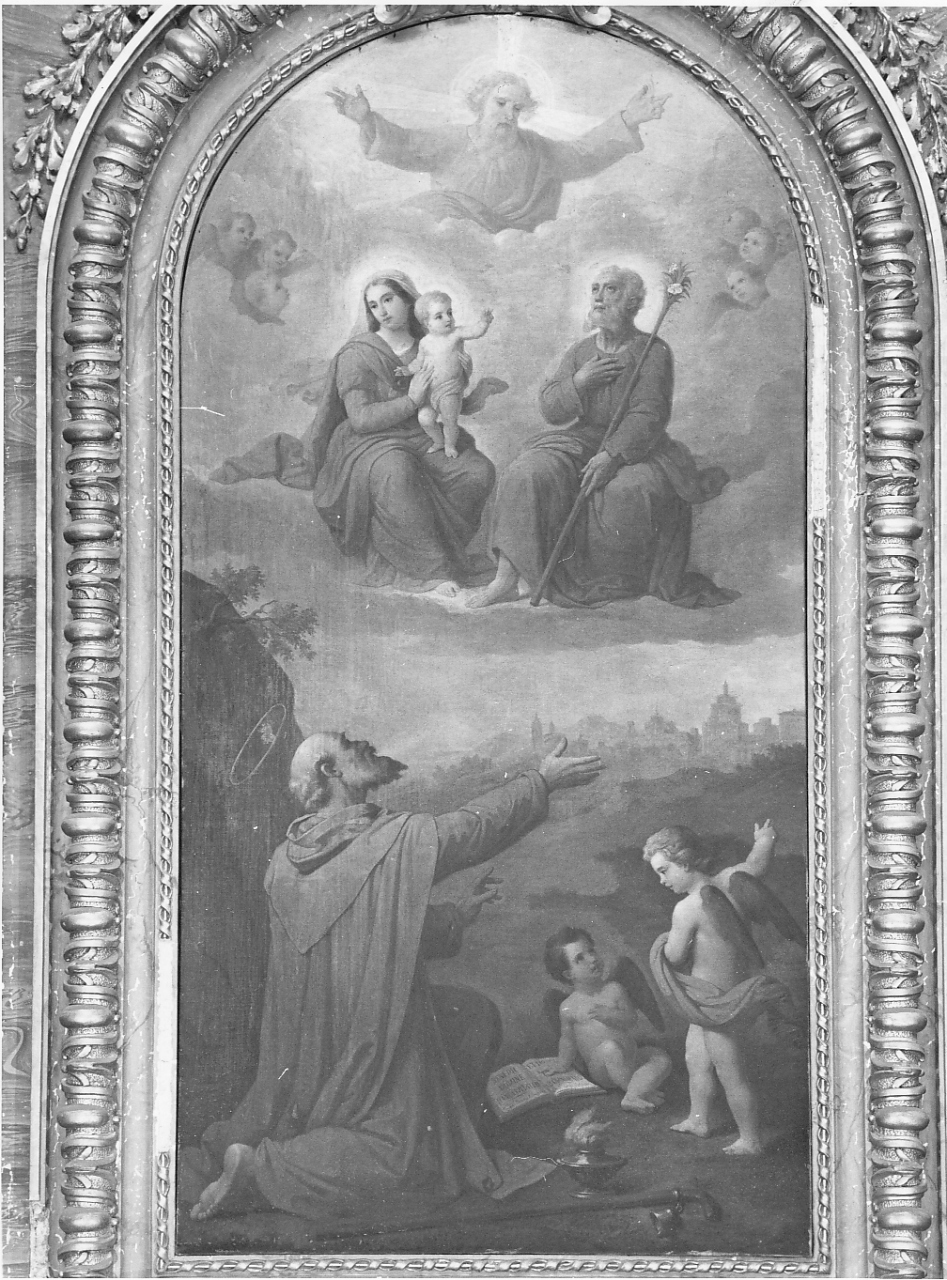 Madonna con Bambino San Giuseppe e Sant'Antonio Abate (dipinto, opera isolata) di Podesti Francesco (attribuito) (sec. XIX)