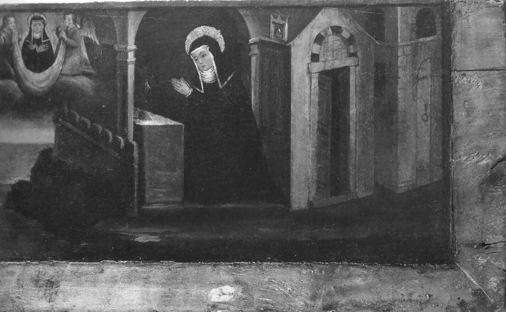 Santa Chiara in preghiera (scomparto di polittico, elemento d'insieme) - ambito romano (prima metà sec. XV)