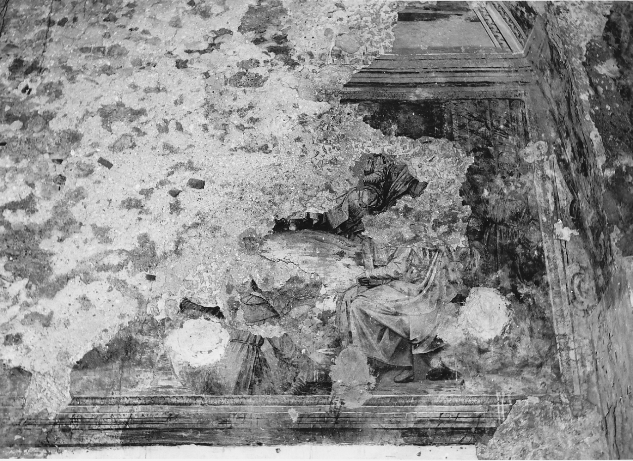 storie di monaci (dipinto, frammento) - ambito laziale (fine sec. XVI)
