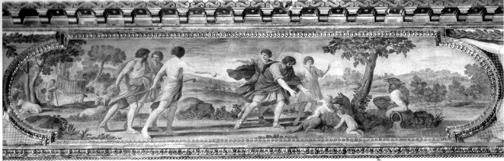 Il ritrovamento di Romolo e Remo (dipinto murale) di Gimignani Giacinto (sec. XVII)
