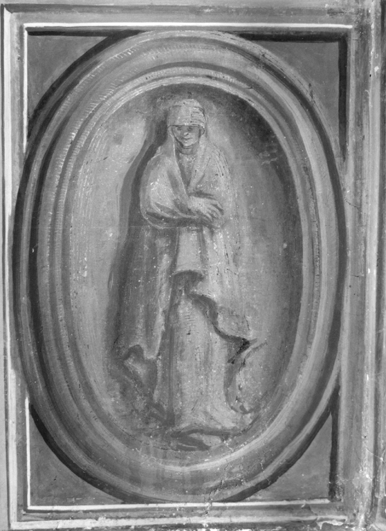 Figure femminili clipeate entro ovali e motivi a candelabra (decorazione parietale) di Gimignani Giacinto (bottega) (sec. XVII)