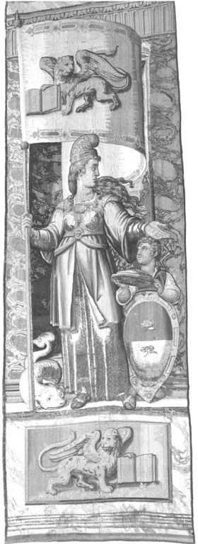 battaglia di Lepanto - Venezia (arazzo) di cSa Fabrik Marke, De Rossi Francesco (sec. XVI)