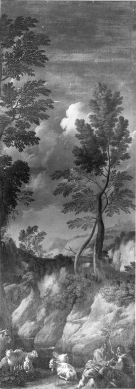 paesaggio con pastori e armenti (dipinto) - ambito romano (sec. XVII)