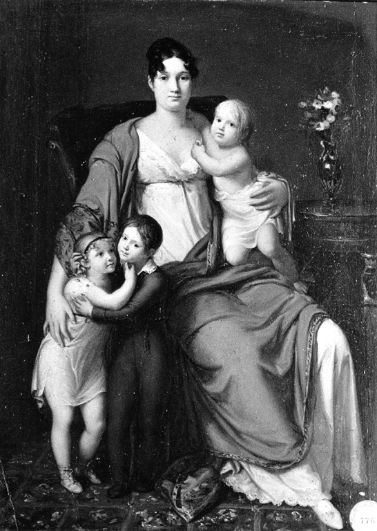 ritratto di D. Teresa Orsini Doria con i figli D. Andrea, D. Leopolda e D. Filippo (dipinto) di cSa Fabrik Marke (sec. XIX)